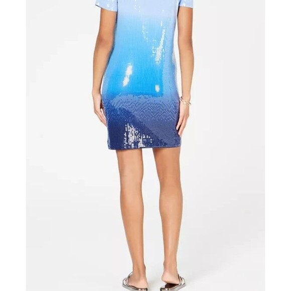 DESIGNER MICHAEL KORS OMBRE' SEQUINS CREWNECK PULLOVER DRESS MED - Picture 5 of 13